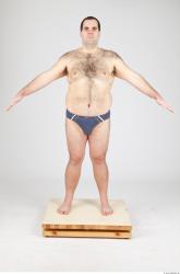 Whole Body Man White Underwear Overweight Studio photo references